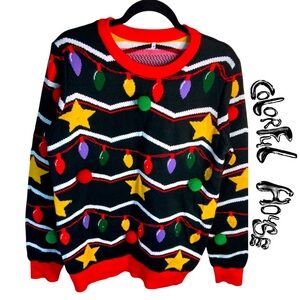 COLORFUL HOUSE Christmas Light-up Pompom Holiday Sweater Men Women Unisex Sz M